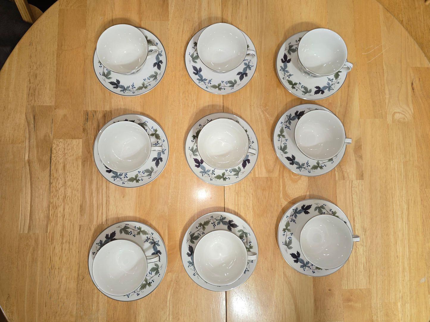 Royal Daulton Burgundy Pattern Footed Cup and Saucer Set English China