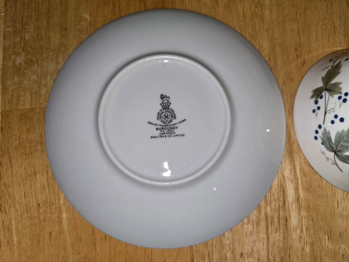Royal Daulton Burgundy Pattern Footed Cup and Saucer Set English China