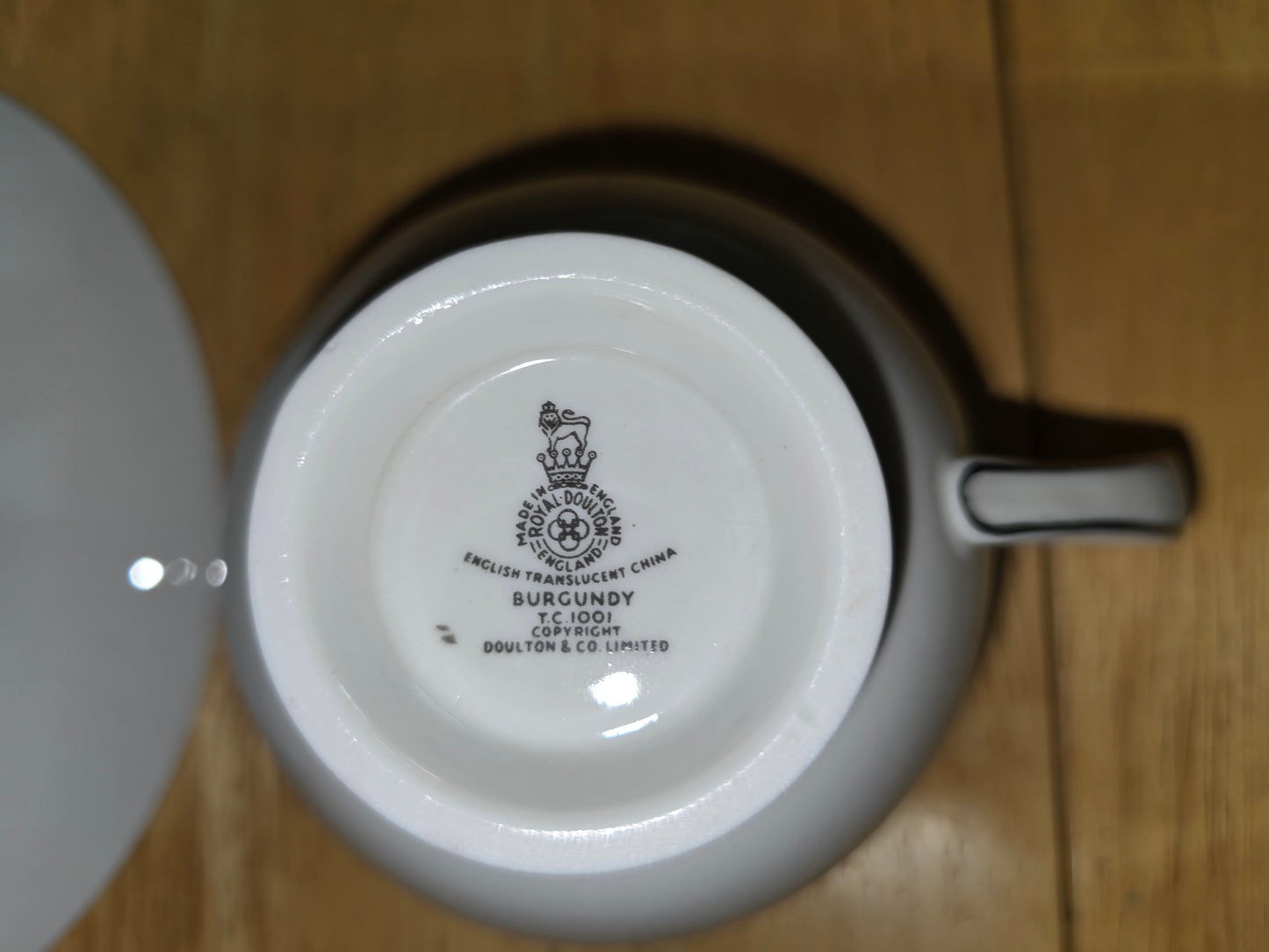 Royal Daulton Burgundy Pattern Footed Cup and Saucer Set English China