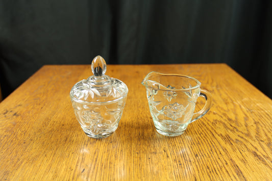 Anchor Hocking Glass Prescut Star of David Creamer and Sugar Set