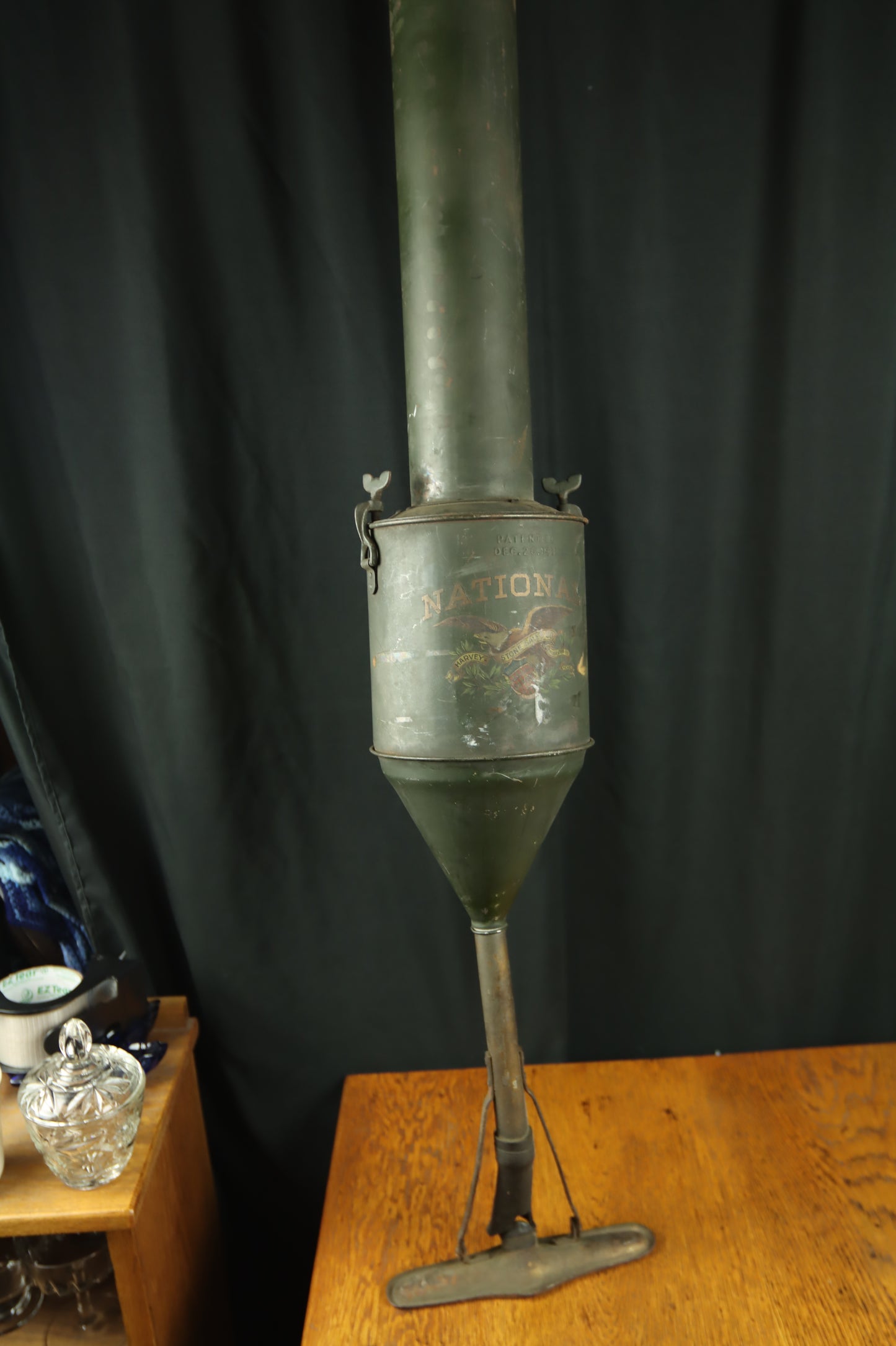 ANTIQUE HARVEY STONE PHILADELPHIA NATIONAL HAND PUMP VACUUM CLEANER GREEN RUSTIC